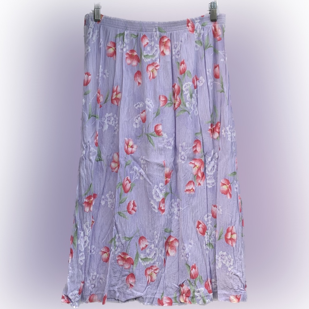 Lavender Floral Midi Skirt